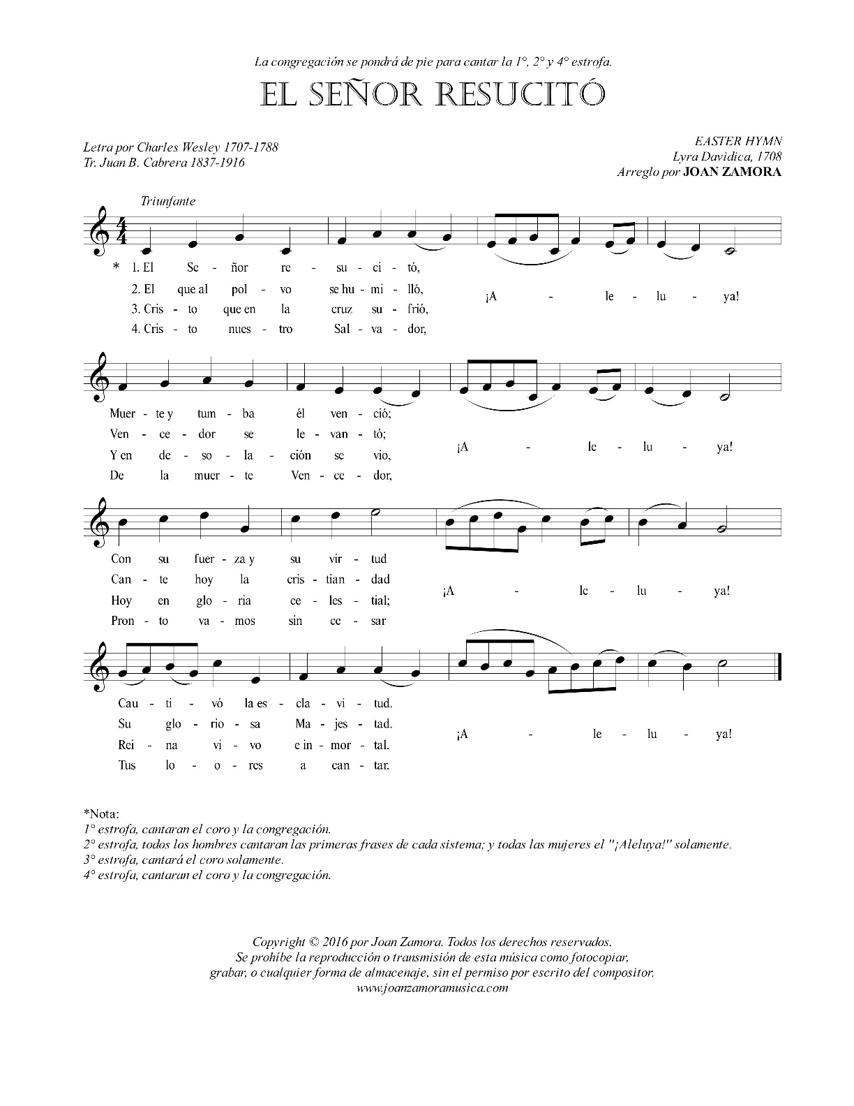 Partitura de Amanecera El Señor